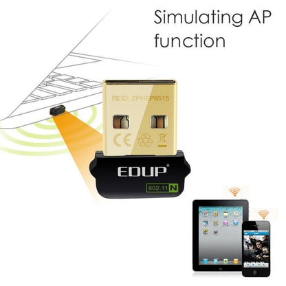 EDUP USB WiFi Adapter 150Mbps - Built-in Antenna, Ethernet Adapter, WiFi Receiver for PC - CALCUMART
