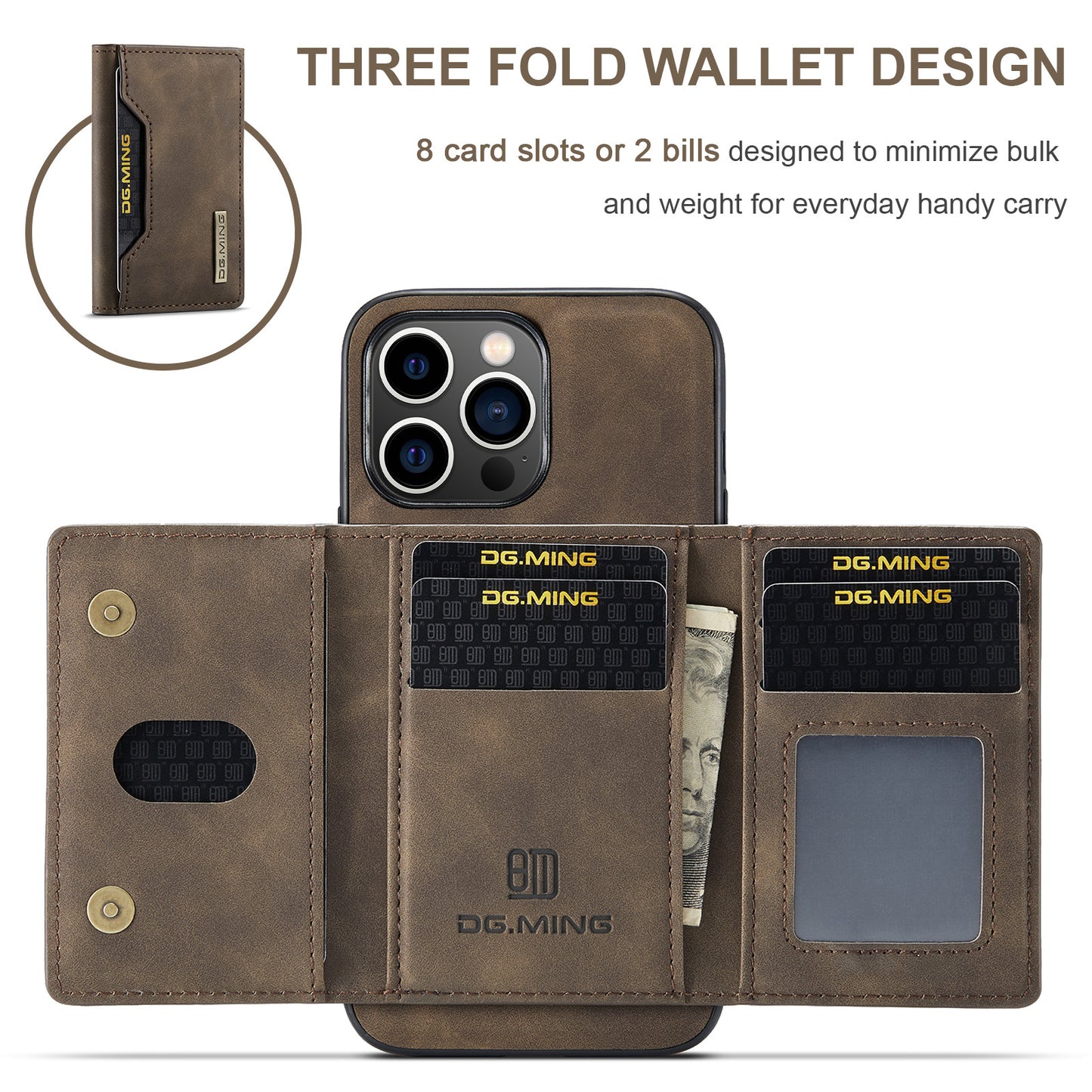 DG.MING M2 Magnetic Card Case - iPhone X, 11, 12, 13, 14 Pro Max Magnetic Protective Cover - CALCUMART