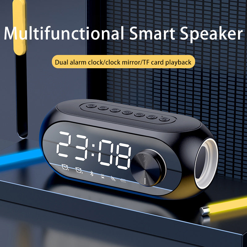 S8 RGB Wireless Bluetooth Mirror Speaker with Dual Alarm Clock for Smartphone and Computer - CALCUMART