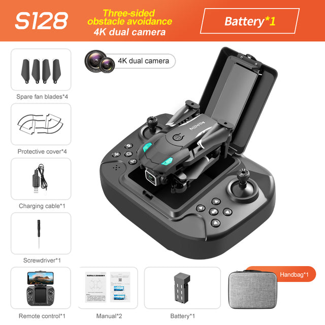 S128 Three-Sided Obstacle Avoidance Drone - 4K Dual Camera HD Aerial Photography Quadcopter with Mini Fixed Height and Remote Control [FREE SHIPPING] - CALCUMART