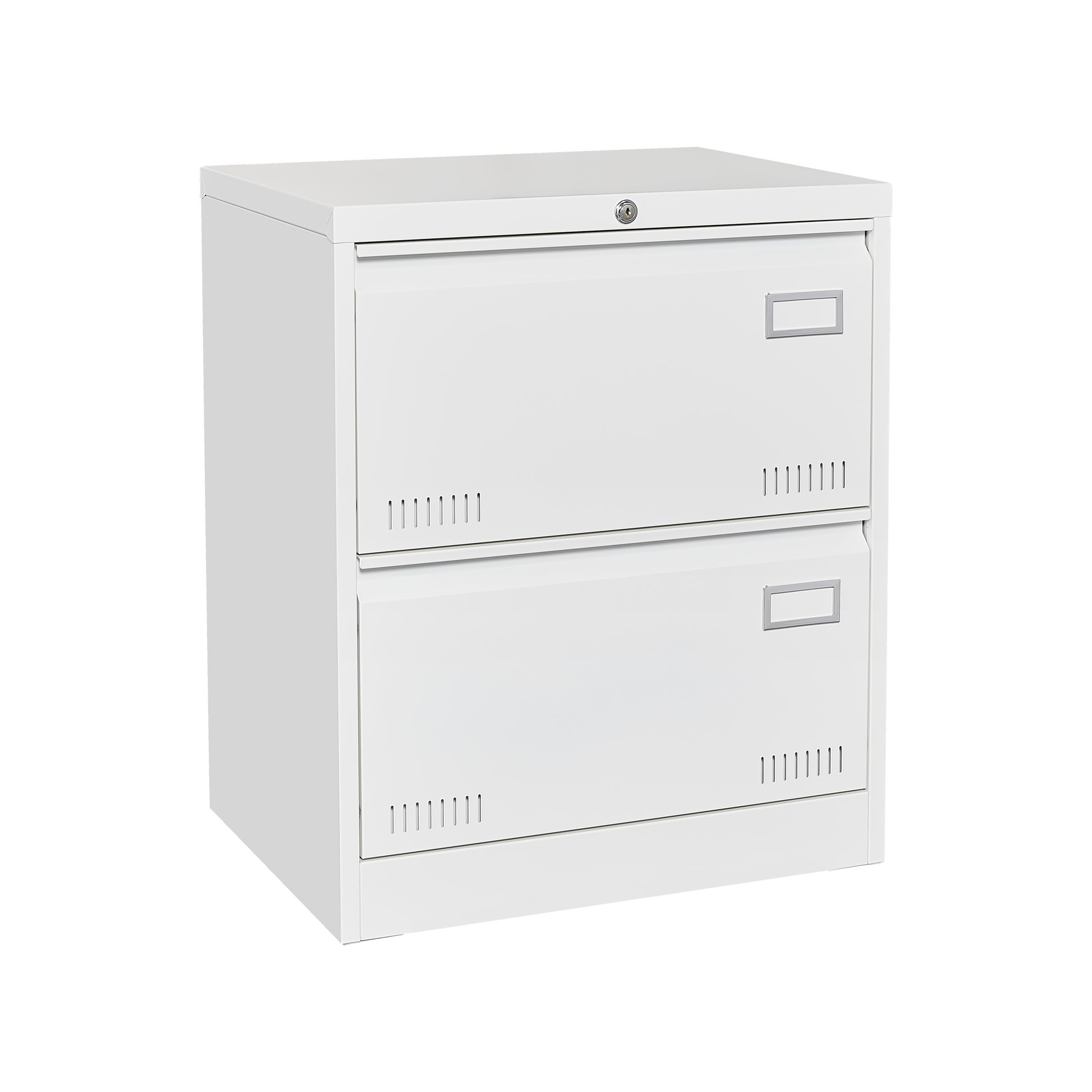 White Horizontal File Cabinet w/Lock - 2 Drawer Metal Filing Cabinet for Legal Documents & Office Use - CALCUMART