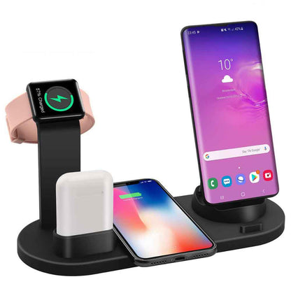 4-in-1 Wireless Charging Dock Station - Apple Watch, iPhone X, XS, XR MAX, 11, Pro 8, AirPods - 10W Qi Fast Charger Stand Holder - CALCUMART