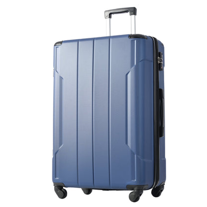 24'' Lightweight Expandable Hardshell Spinner Suitcase, ABS, Blue, w/TSA Lock (Single Luggage) - CALCUMART