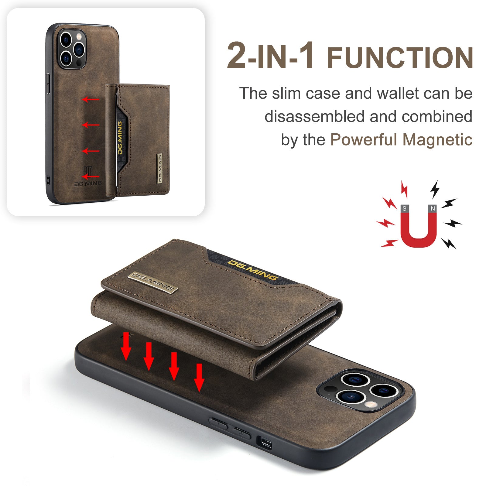 DG.MING M2 Magnetic Card Case - iPhone X, 11, 12, 13, 14 Pro Max Magnetic Protective Cover - CALCUMART