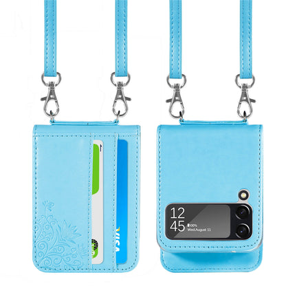 Samsung Galaxy Folding Z Flip3 Embossed Wallet Card Protective Faux Leather Case – Premium Quality and Stylish Design - CALCUMART