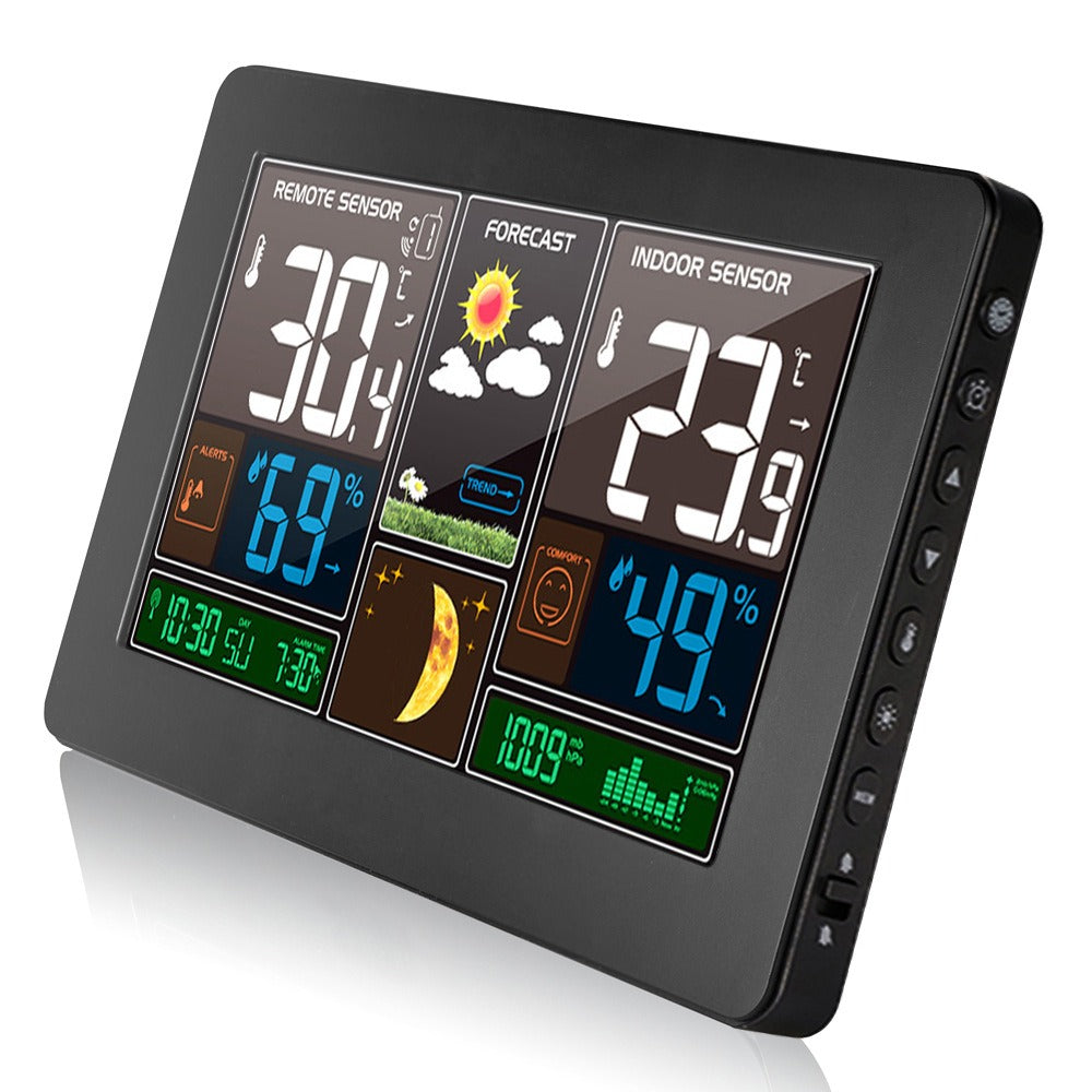 Vivid Screen Weather Clock 3378: Weather Forecast, Radio Wave, Indoor/Outdoor Temperature LED Electronic Clock - CALCUMART