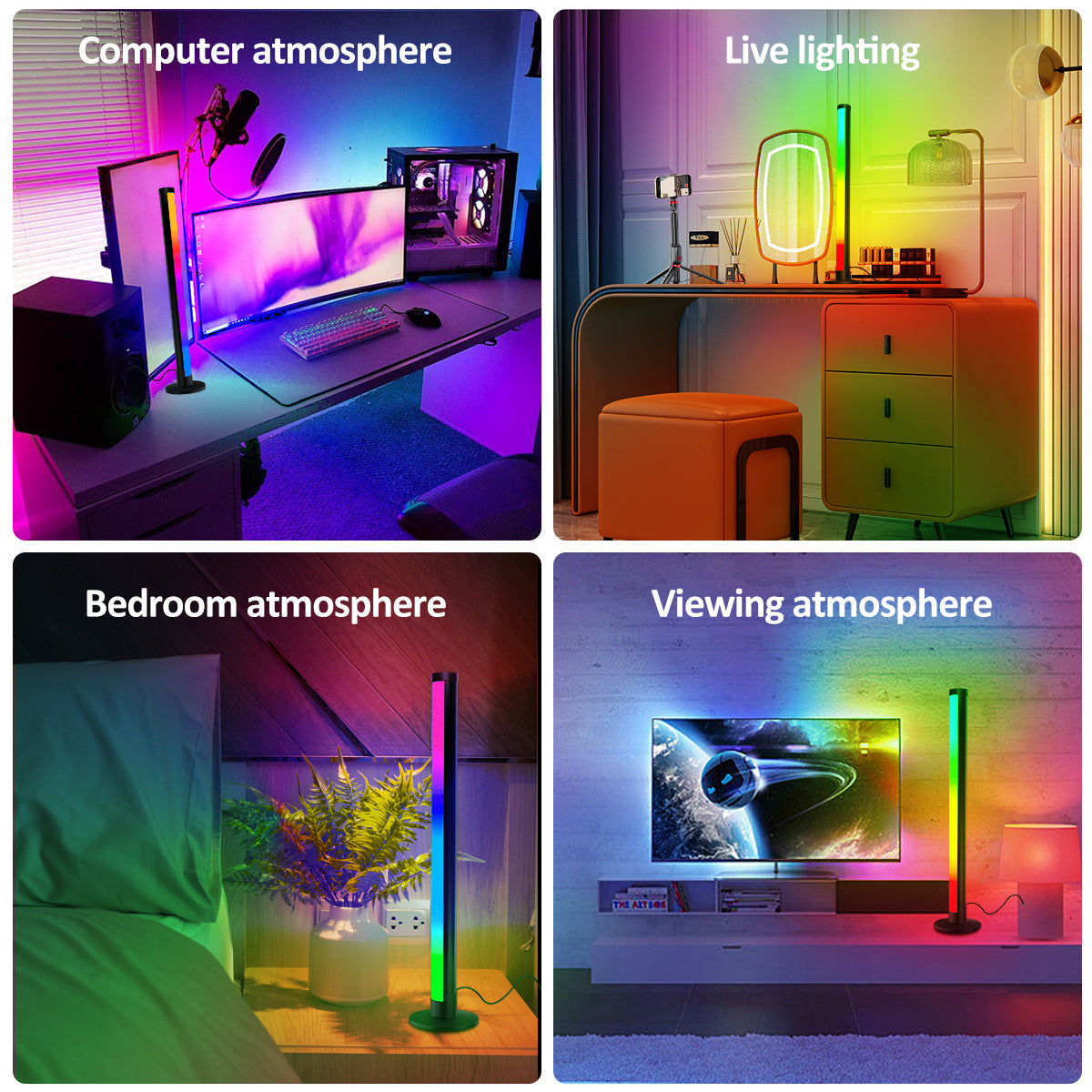 LED Magic 48-Colors Desktop Lights USB Interface 2.4G Atmosphere Light E-Sports Music Color Lights for Computer and TV with Remote Control - CALCUMART