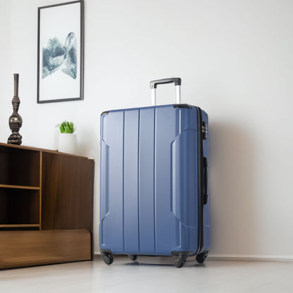 24'' Lightweight Expandable Hardshell Spinner Suitcase, ABS, Blue, w/TSA Lock (Single Luggage) - CALCUMART