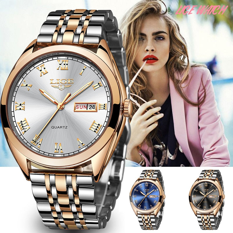 LIGE Rose Gold Business Quartz Women's Watch [FREE SHIPPING] - CALCUMART