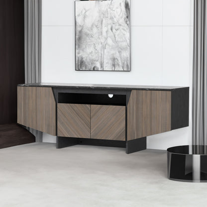 63-Inch TV Stand with LED Lights, Storage Cabinet, Shelves — Entertainment Center for Living Room & Bedroom - CALCUMART