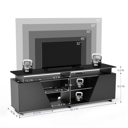 Ultimate Gaming TV Stand — LED Lights, USB Ports & Power Outlet for 75" TVs & Gaming Consoles - CALCUMART