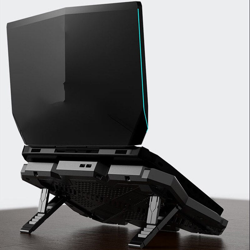 Gaming Laptop Cooler with Six Fans, Two USB Ports, LED RGB Lighting, and Notebook Stand for 12-17 Inch Laptops - CALCUMART