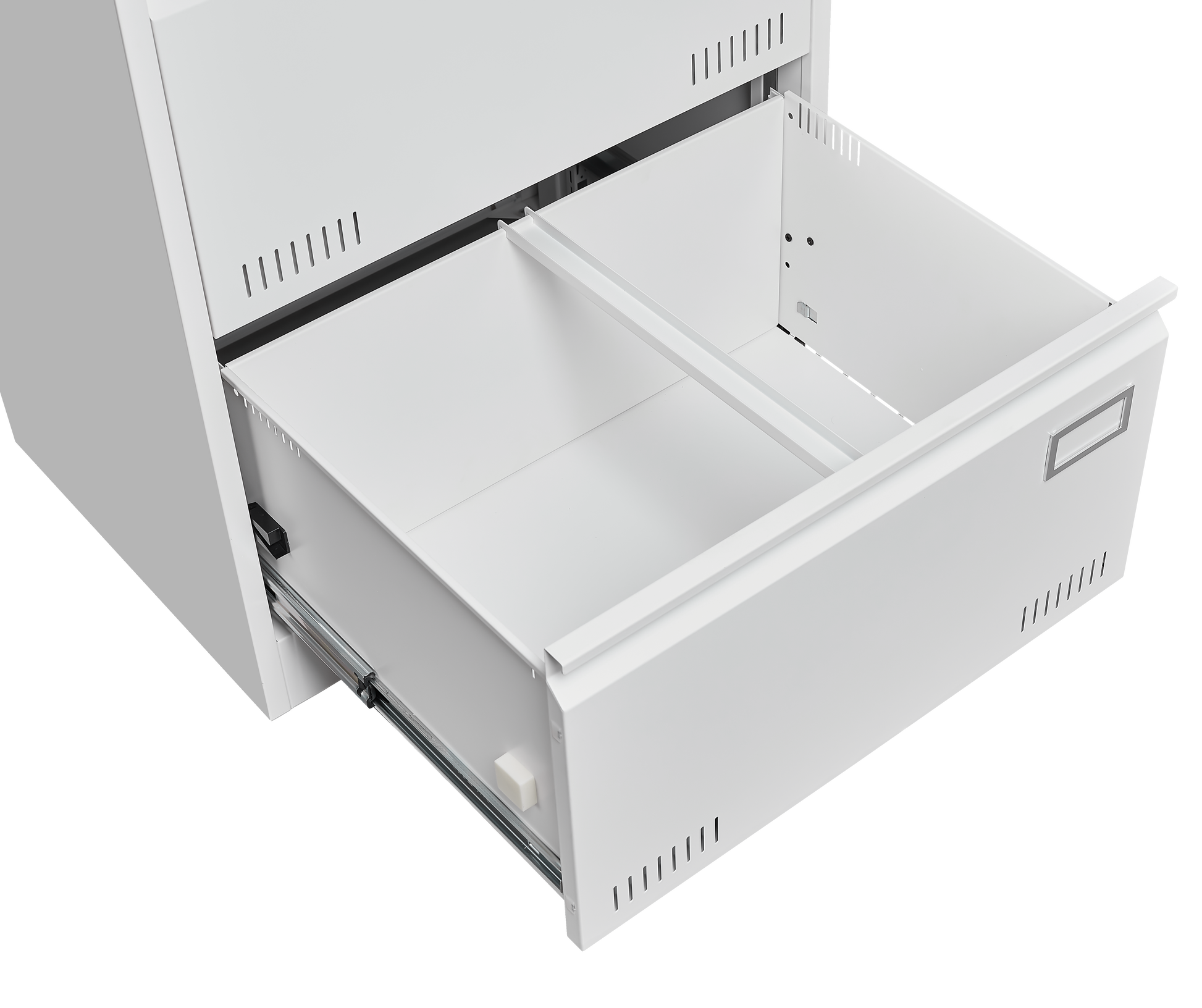 White Horizontal File Cabinet w/Lock - 2 Drawer Metal Filing Cabinet for Legal Documents & Office Use - CALCUMART
