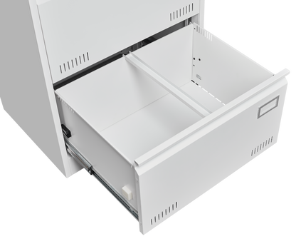White Horizontal File Cabinet w/Lock - 2 Drawer Metal Filing Cabinet for Legal Documents & Office Use - CALCUMART