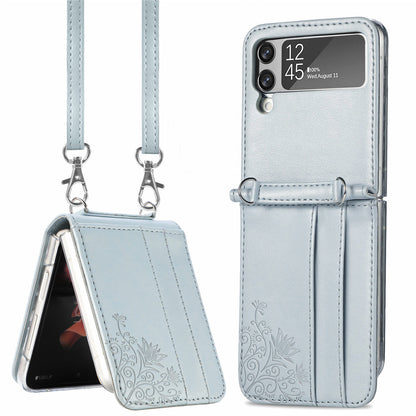 Samsung Galaxy Folding Z Flip3 Embossed Wallet Card Protective Faux Leather Case – Premium Quality and Stylish Design - CALCUMART