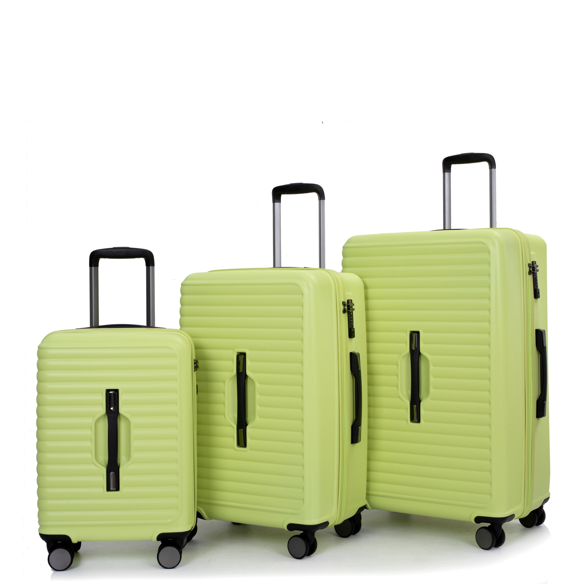 3-Piece Luggage Set — PC+ABS, 360-Degree Spinner Wheels, TSA Lock, Light Green (20"/24"/28") - CALCUMART