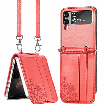 Samsung Galaxy Folding Z Flip3 Embossed Wallet Card Protective Faux Leather Case – Premium Quality and Stylish Design - CALCUMART