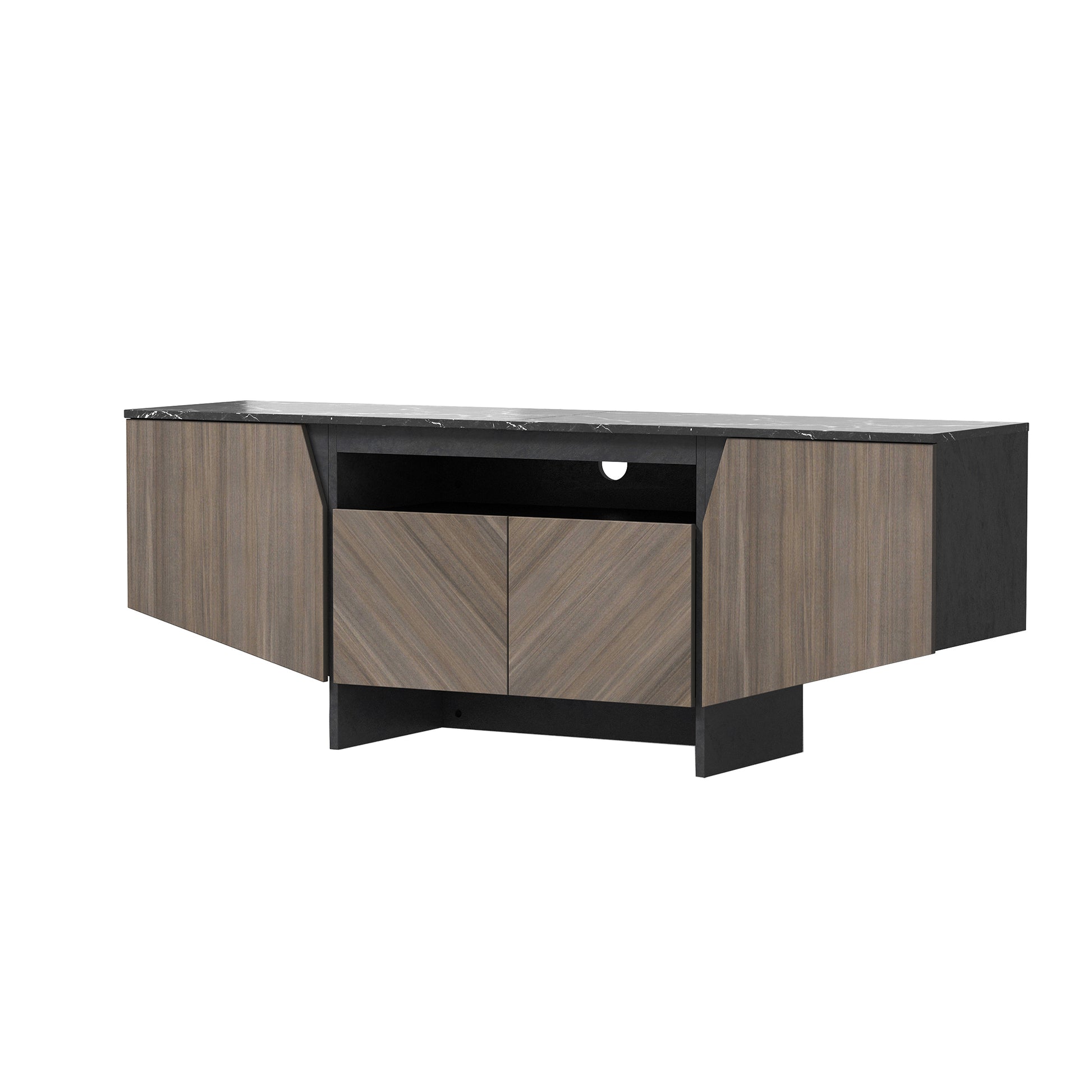 63-Inch TV Stand with LED Lights, Storage Cabinet, Shelves — Entertainment Center for Living Room & Bedroom - CALCUMART