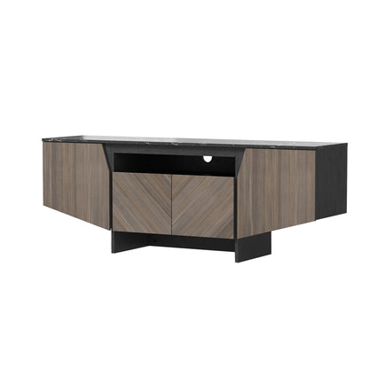 63-Inch TV Stand with LED Lights, Storage Cabinet, Shelves — Entertainment Center for Living Room & Bedroom - CALCUMART