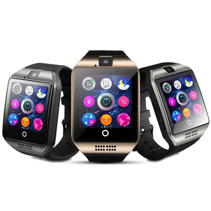 Q18 Smartwatch with Bluetooth, Camera, Social Media Sync, SMS Support, SIM and TF Card Compatibility for iOS and Android - CALCUMART