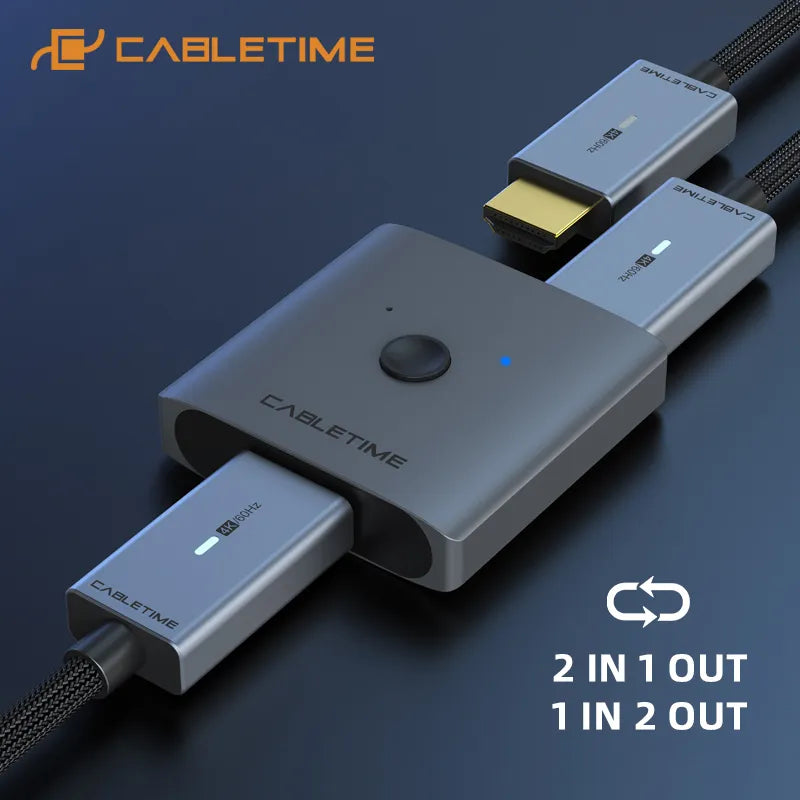 CABLETIME C355 4K 60Hz HDMI Splitter/Switch 1x2/2x1 Converter Adapter - CALCUMART