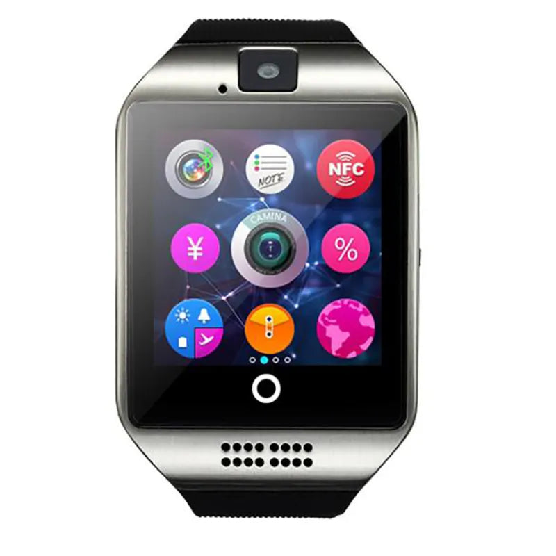 Q18 Smartwatch with Bluetooth, Camera, Social Media Sync, SMS Support, SIM and TF Card Compatibility for iOS and Android - CALCUMART