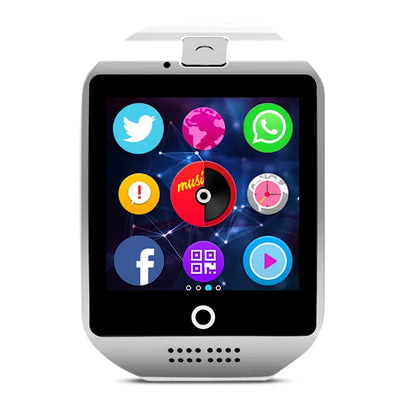 Q18 Smartwatch with Bluetooth, Camera, Social Media Sync, SMS Support, SIM and TF Card Compatibility for iOS and Android - CALCUMART