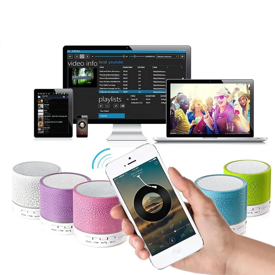 A9 Mini Bluetooth Wireless Speaker with LED Lights - CALCUMART