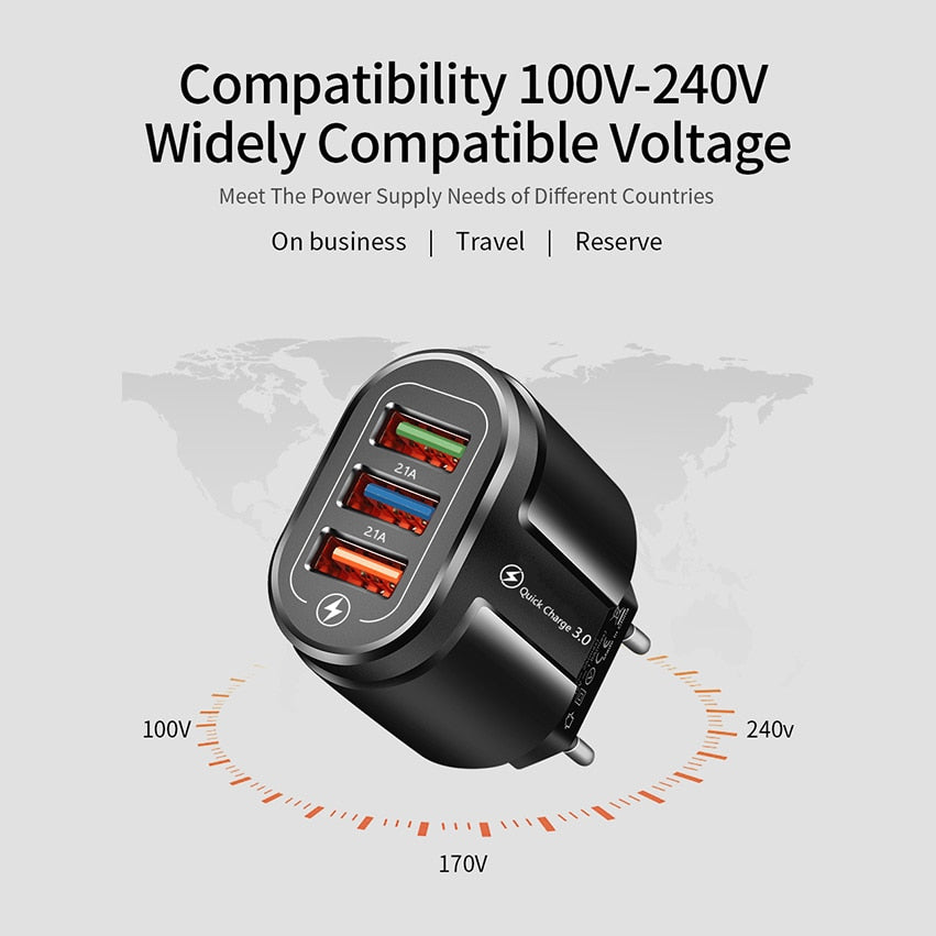 Universal USB Quick Charge 3.0/4.0 Wall Charger for Mobile Phones and Tablets (Compatible with iPhone, Samsung, etc.) - CALCUMART