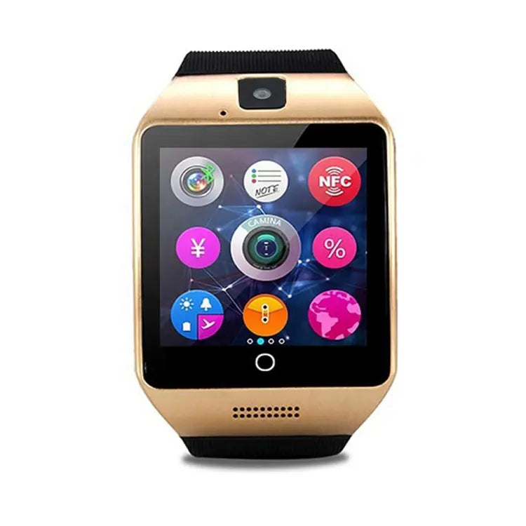 Q18 Smartwatch with Bluetooth, Camera, Social Media Sync, SMS Support, SIM and TF Card Compatibility for iOS and Android - CALCUMART