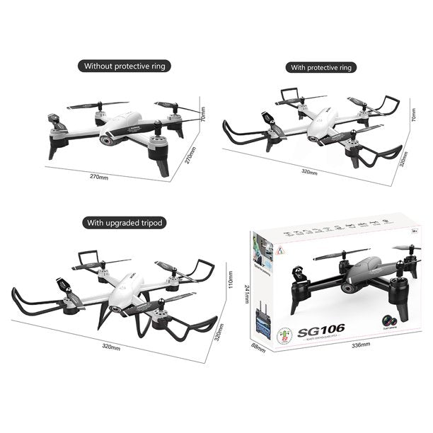 SG106 RC Drone - 1080P HD Dual Camera Optical Flow RC Quadcopter with Real-Time Aerial Video, GPS Positioning, and Ready-to-Fly (RTF) Technology - CALCUMART