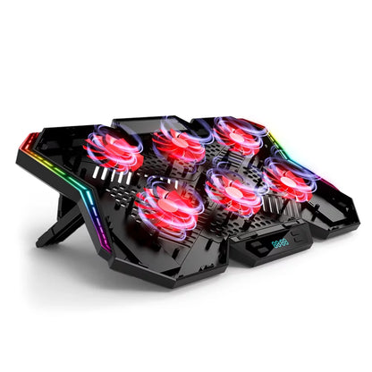 COOLCOLD K40 RGB Laptop Cooler — 6 Fans, 2 USB Ports, LED Display, RGB Lighting & Notebook Stand for 12-17" Laptops - CALCUMART
