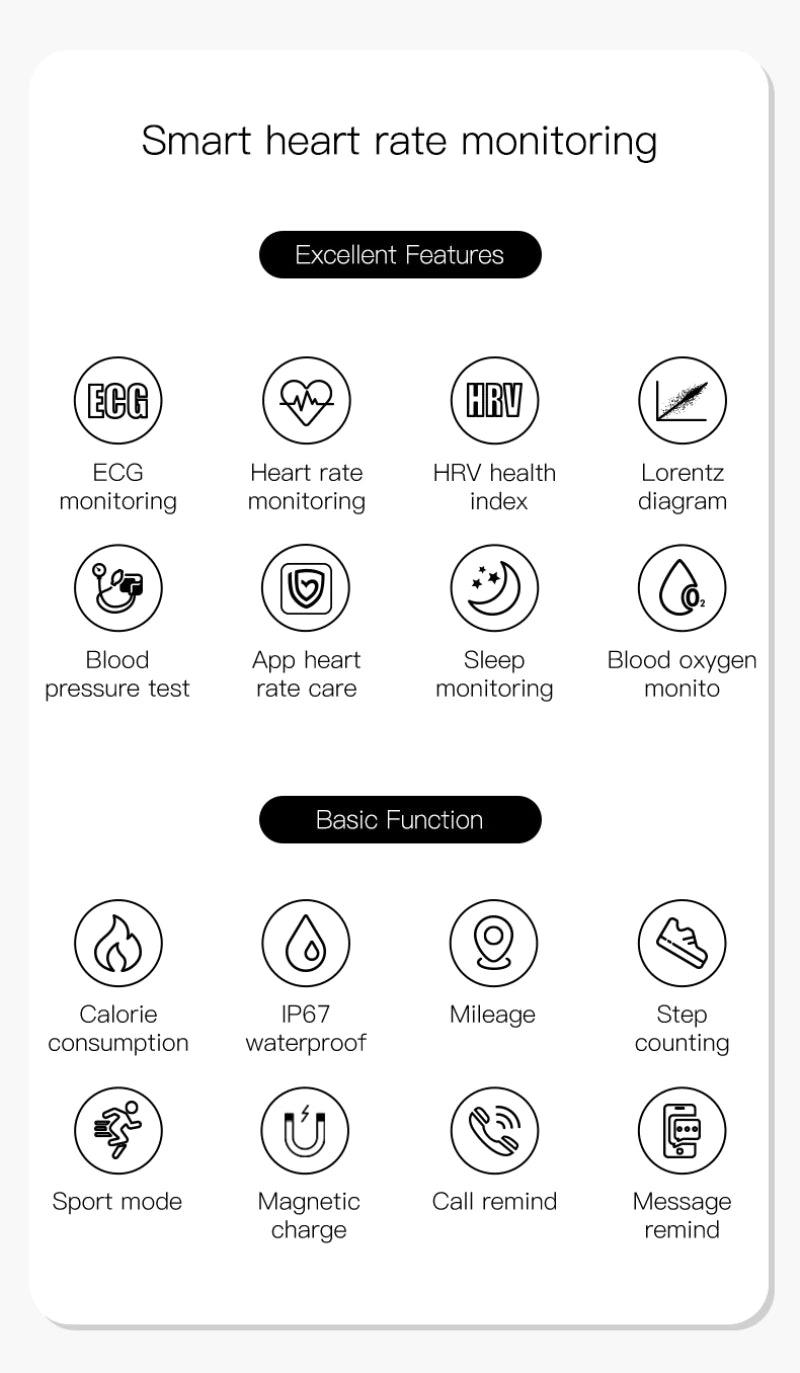 Vilips Smart Watch - Blood Pressure, Sport and Fitness Tracking, ECG Monitoring, and Waterproof Design" - CALCUMART