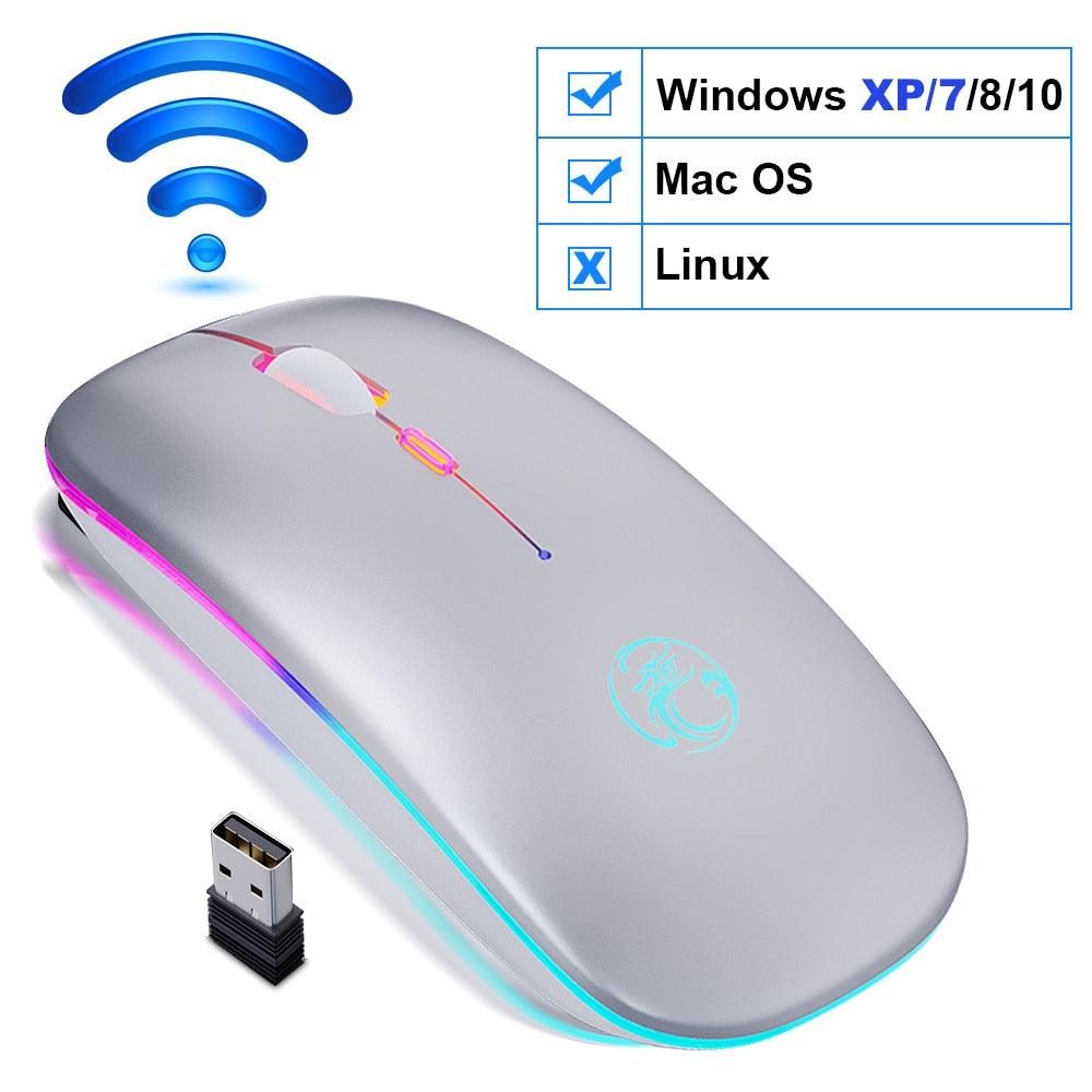 Wireless RGB LED Backlit Bluetooth Mouse for Rechargeable Silent Gaming and Computing - CALCUMART