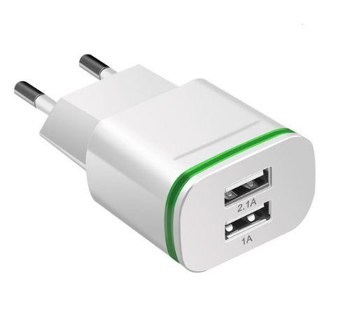 2-Port LED USB Wall Charger with 5V 2.1A Output for Mobile Devices - CALCUMART