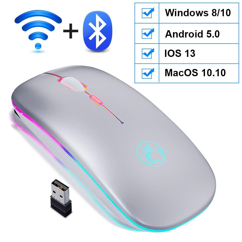 Wireless RGB LED Backlit Bluetooth Mouse for Rechargeable Silent Gaming and Computing - CALCUMART