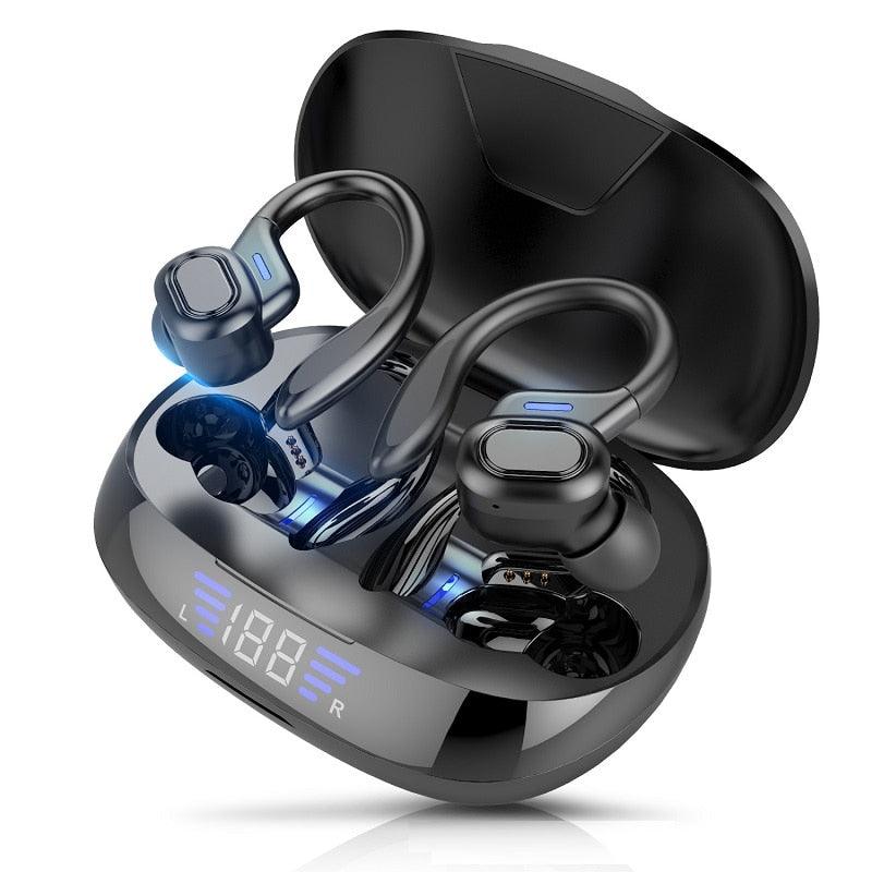 TWS VV2 Bluetooth Earphones With Microphones Sport Ear-Hook LED Display Wireless Headphones HiFi Stereo Earbuds Waterproof Headsets - CALCUMART