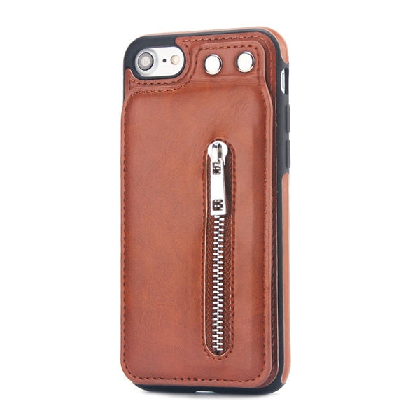 Fashion Zipper Leather Phone Case Card Holder Wallet Cover for iPhone X 8 7 6S 6 Plus 5S SE - CALCUMART