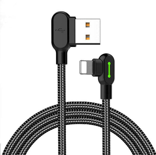 Type-C to USB Double Elbow with Fabric Woven Data Transferring and Charging Cable - CALCUMART