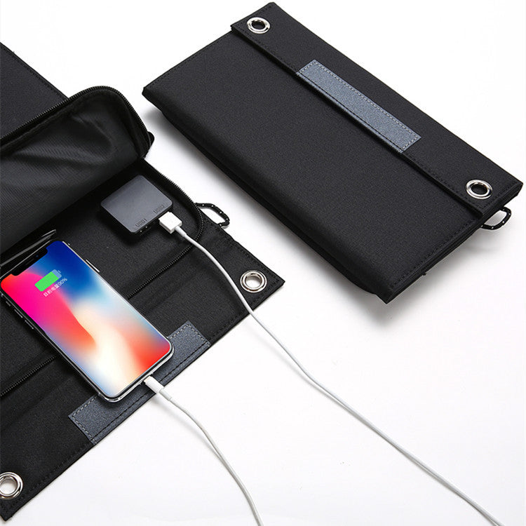 Waterproof Solar Charger: Portable Folding Bag for 5V/21W Mobile Device Charging - CALCUMART