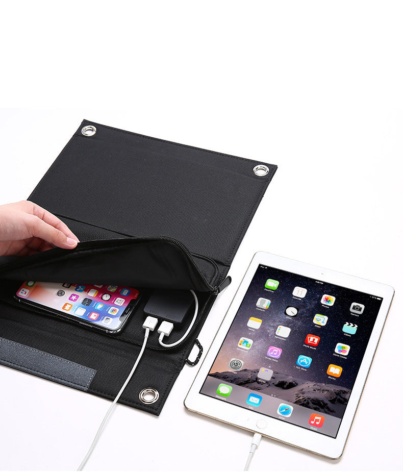 Waterproof Solar Charger: Portable Folding Bag for 5V/21W Mobile Device Charging - CALCUMART