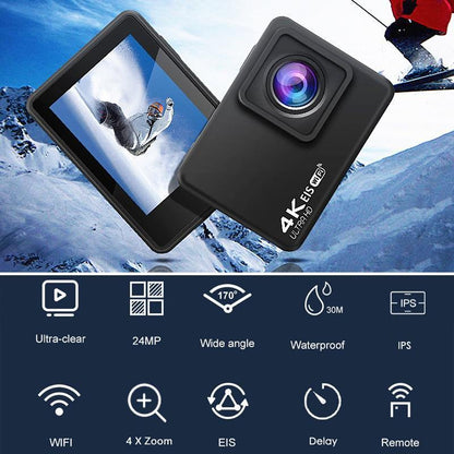 H10 EIS Anti-shake Action Camera Ultra HD 4K / 60fps WiFi 2.0" 170D Underwater Waterproof Cam Helmet Video Go Sport Pro Came - CALCUMART