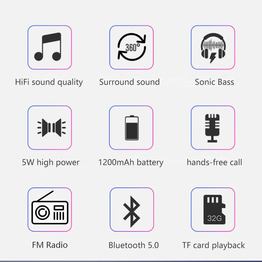Portable Bluetooth Speaker with Wireless Bass, FM Radio, AUX, TF MP3, and Subwoofer - CALCUMART