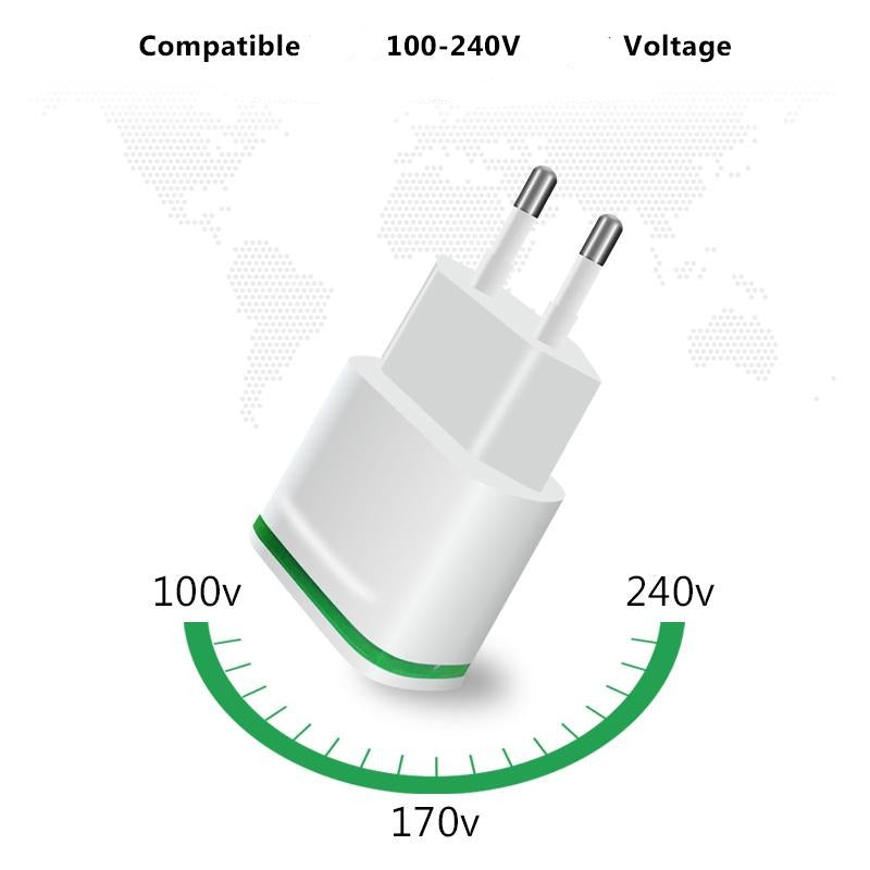 2-Port LED USB Wall Charger with 5V 2.1A Output for Mobile Devices - CALCUMART