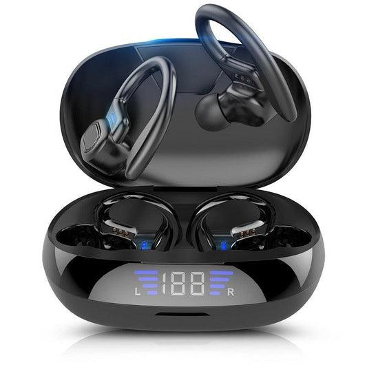 TWS VV2 Bluetooth Earphones With Microphones Sport Ear-Hook LED Display Wireless Headphones HiFi Stereo Earbuds Waterproof Headsets - CALCUMART