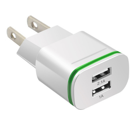 2-Port LED USB Wall Charger with 5V 2.1A Output for Mobile Devices - CALCUMART