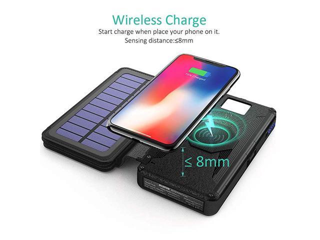 Detachable 5-Panel Solar Charger - 20000mAh Portable Power Bank with Qi Wireless Charger, Dual Output, Type C Input, Flashlight, and Compass [FREE SHIPPING] - CALCUMART