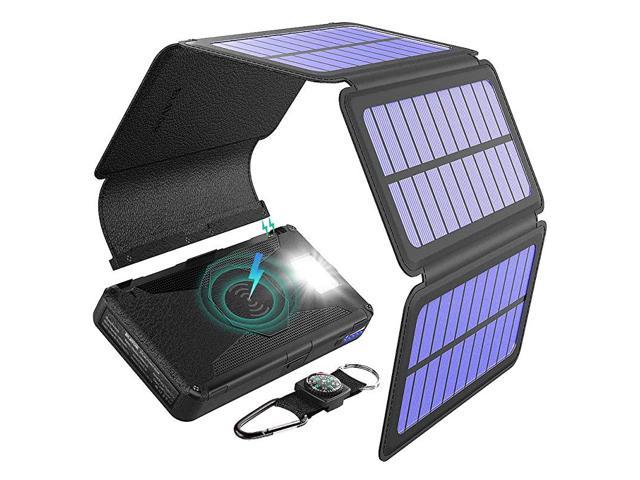 Detachable 5-Panel Solar Charger - 20000mAh Portable Power Bank with Qi Wireless Charger, Dual Output, Type C Input, Flashlight, and Compass [FREE SHIPPING] - CALCUMART