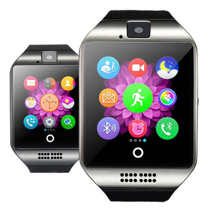 Q18 Smartwatch with Bluetooth, Camera, Social Media Sync, SMS Support, SIM and TF Card Compatibility for iOS and Android - CALCUMART