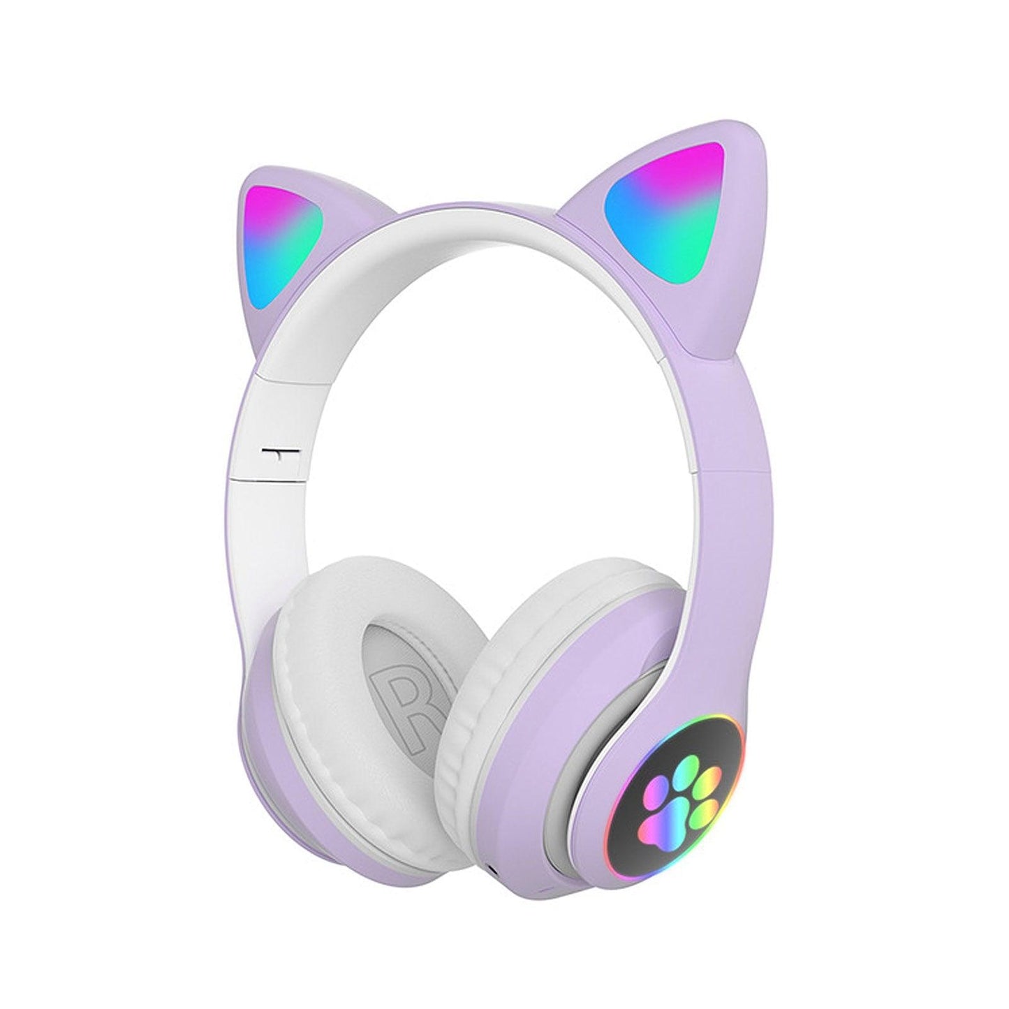 STN-28 Foldable Over Ear Music Headset with Glowing Cat Ear Headphones, Wireless BT5.0 Earphone, Mic, and LED Lights for PC and Mobile Devices - CALCUMART